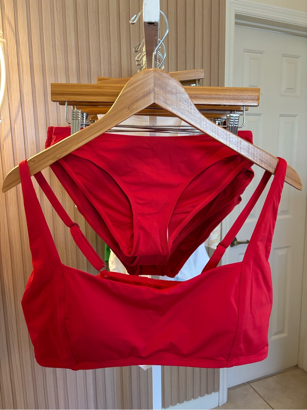 Andie Red Square Neck Bikini Top